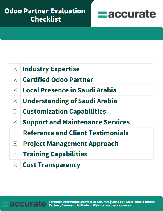 Odoo partner evaluation checklist Odoo partner evaluation checklist